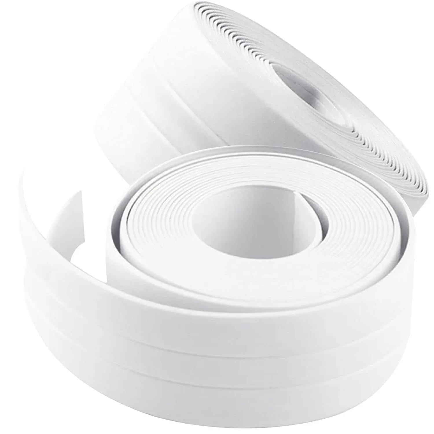 2 Pack Tape Caulk Strip Double Line, PVC Self Adhesive Caulking Sealing Tape for Kitchen Sink Toilet Bathroom Shower and Bathtub, 1-1/2" x 11' White