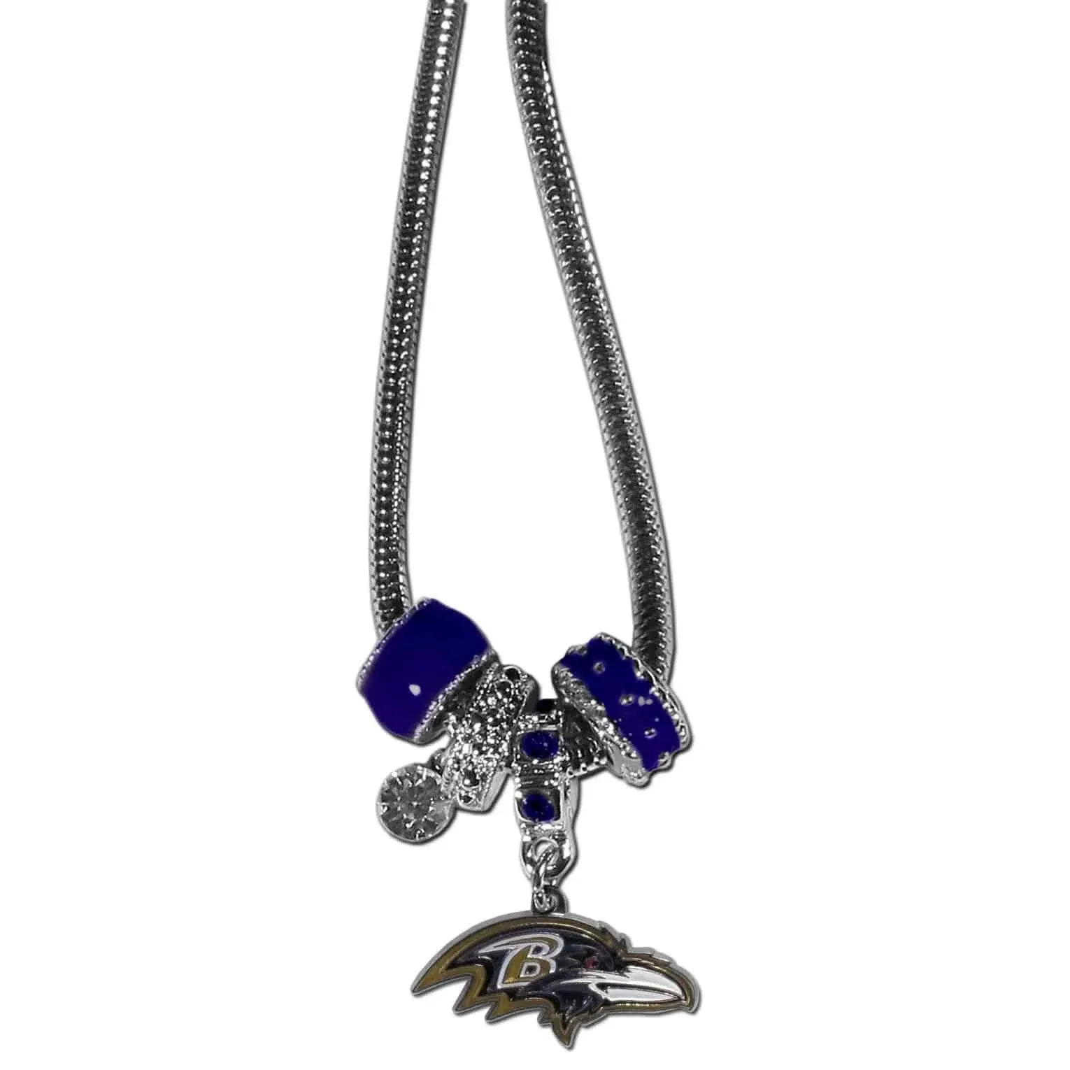 Baltimore Ravens Euro Bead Necklace (SSKG)