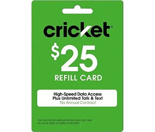 Cricket Wireless Prepaid Refill Card