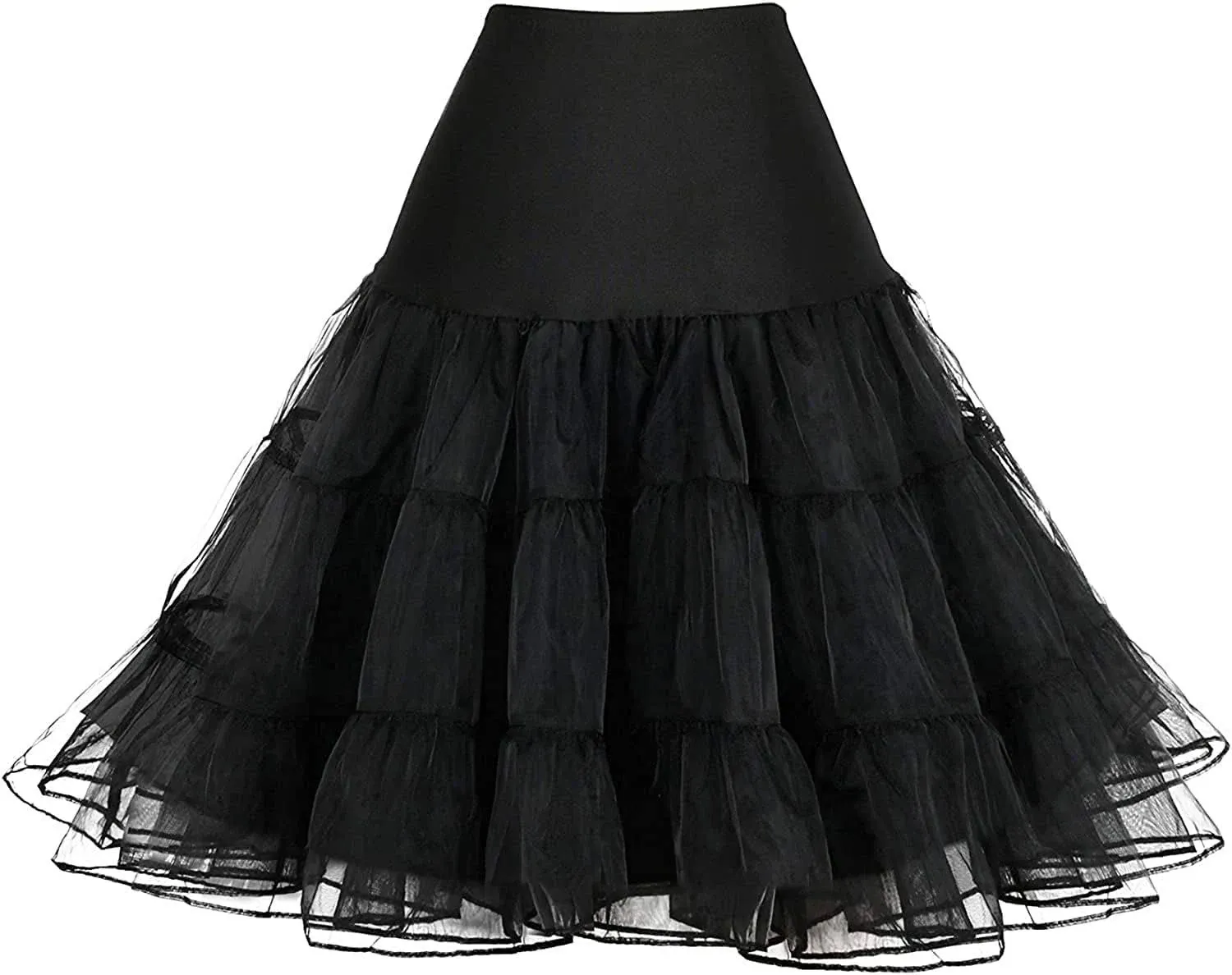 Pinup Fashion Women's Elastic Waist Petticoat Puffy Tutu Tulle Skirt Underskirt Party Vintage Dress Costume Cosplay