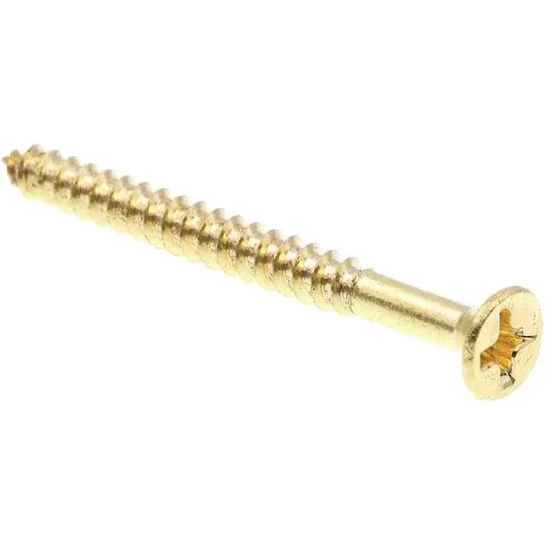 Prime-Line #6 x 1-1/2 in. Solid Brass Phillips Drive Flat Head Wood Screws (100 ...