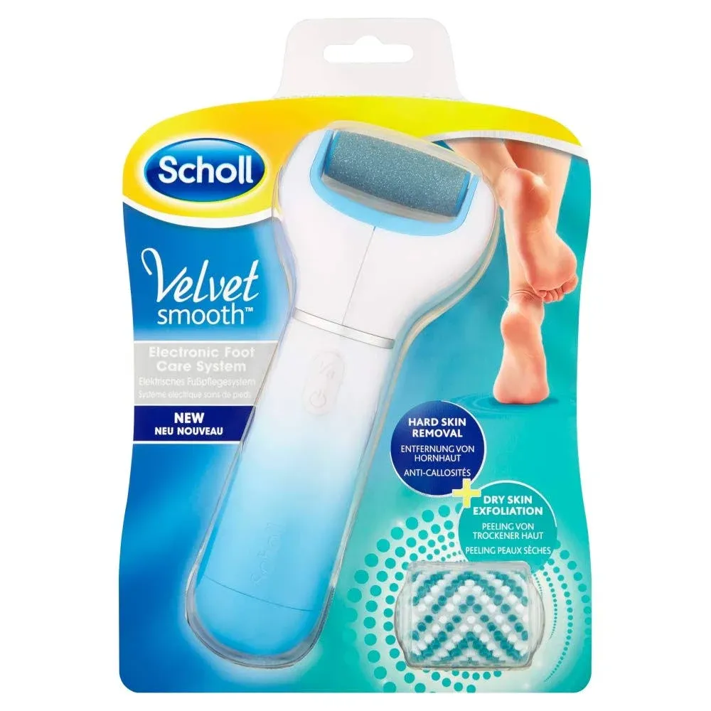 Scholl Velvet Smooth Electric Foot File Pedicure Hard Skin Remover with Extra Cracked Heel Roller Refill