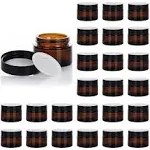 1Oz Glass Jar with Lid 25Pack Amber round Containers Cosmetic Glass Jars