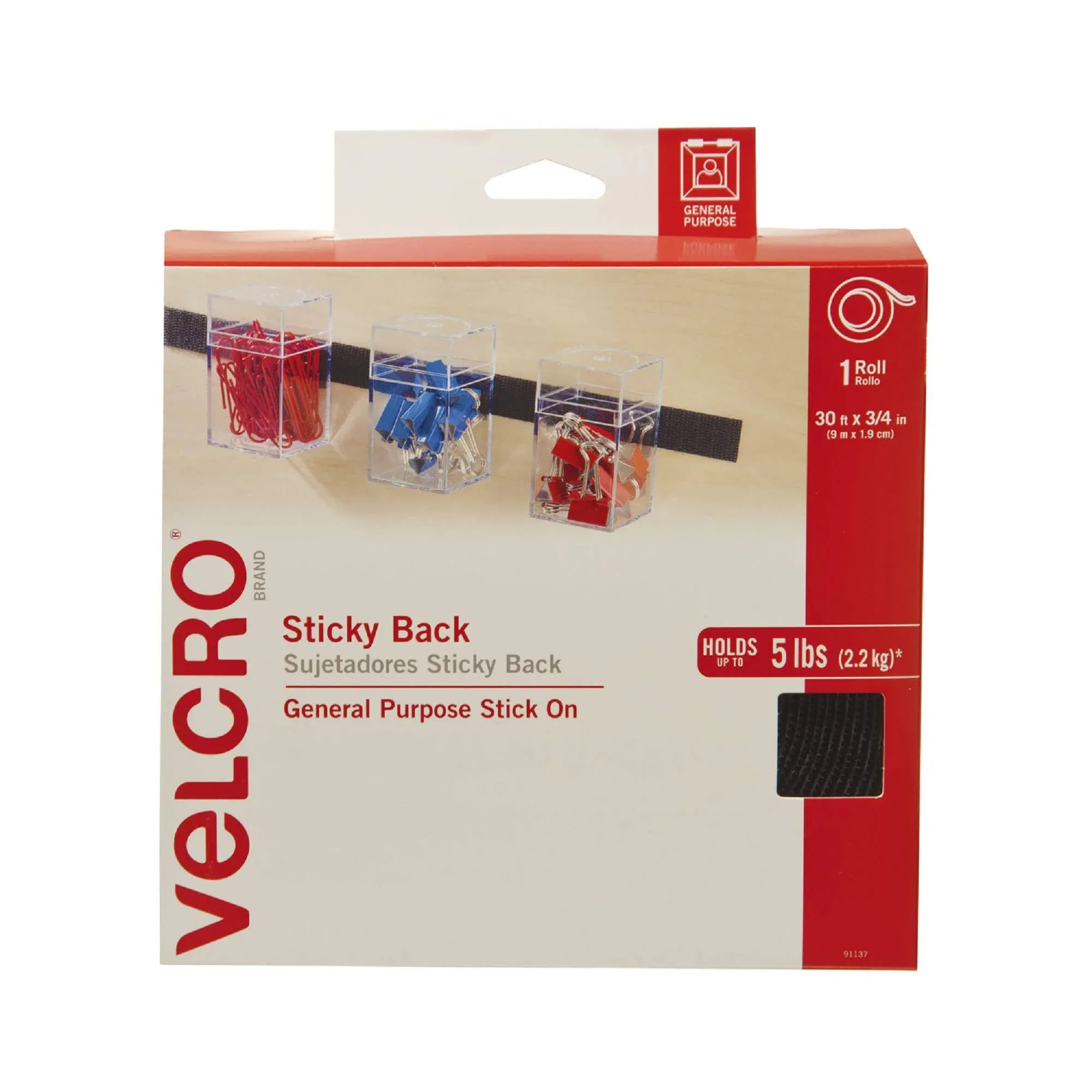 Velcro Sticky-Back Hook & Loop Fasteners Black