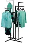 4 Way Clothing Display Rack with Straight Arms (Black)