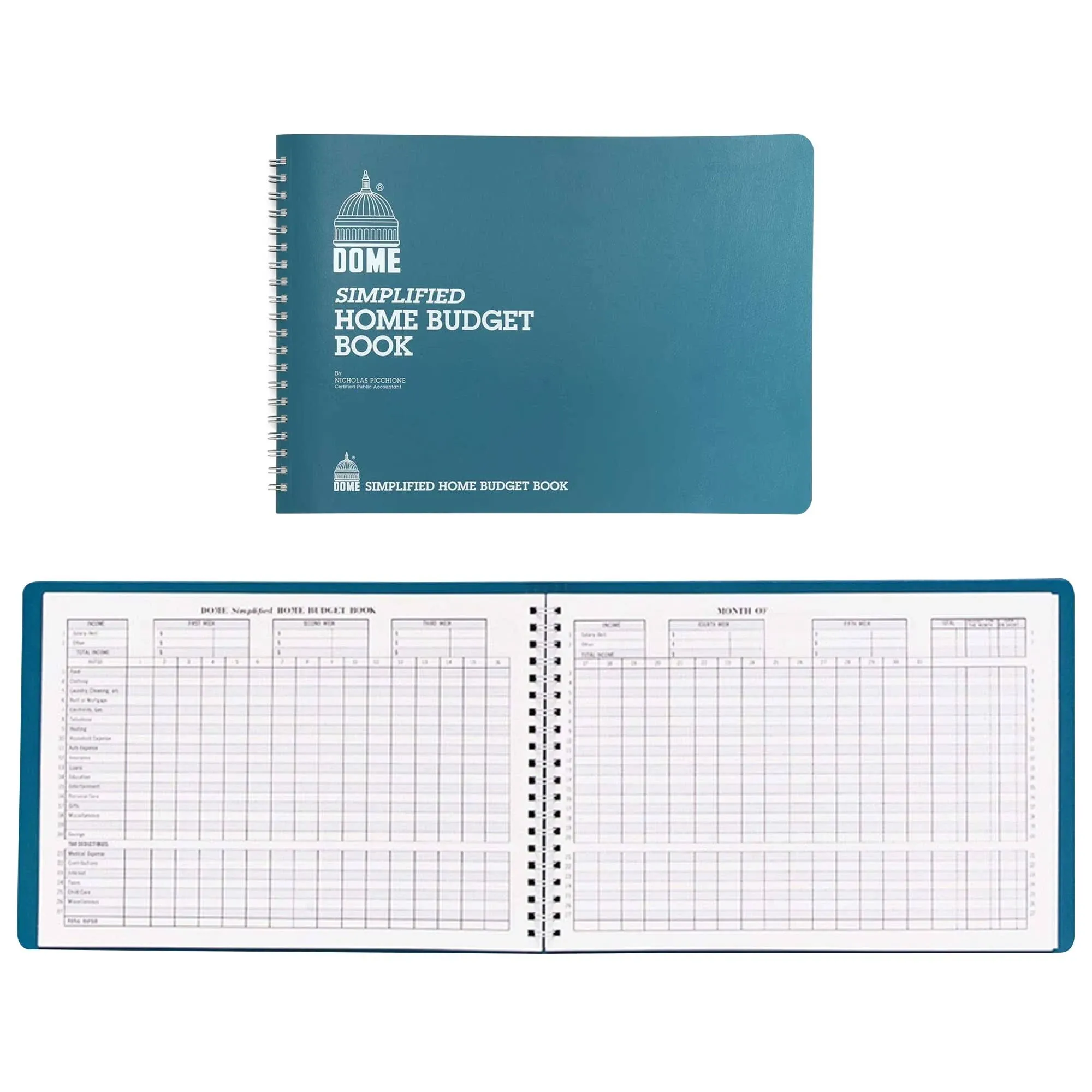 DomeSkin Dome Simplified Home Budget Book, 7 1/2in. x 10 1/2in., Teal