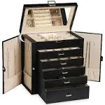 Frebeauty Large Jewelry Box,6-Tier PU Leather Jewelry Organizer with Lock,Multi ...