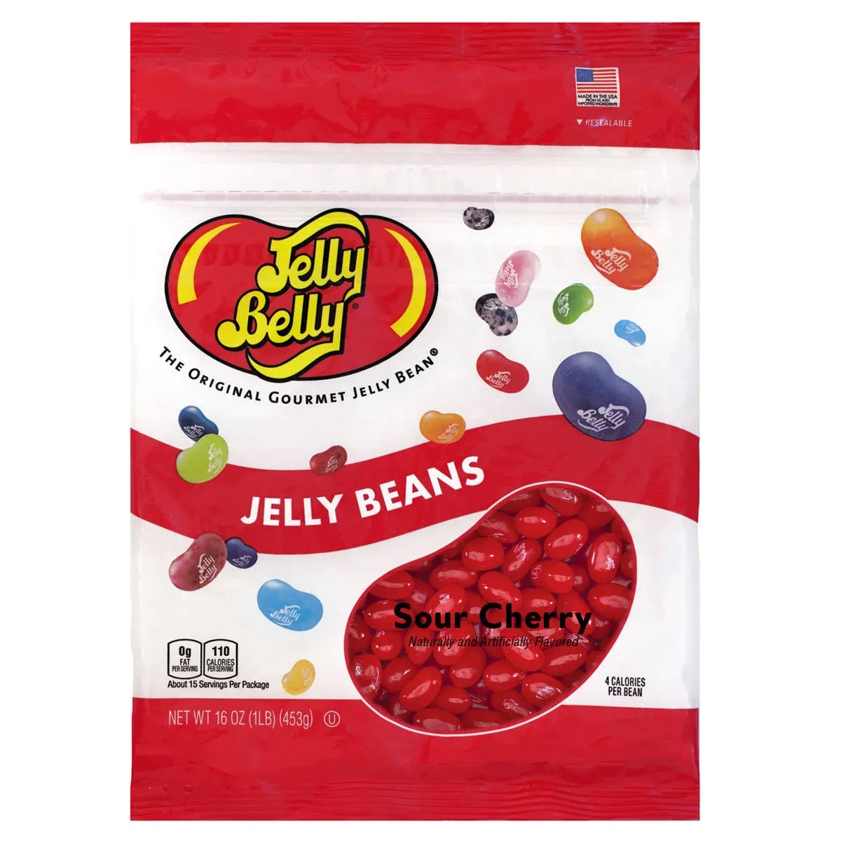 Jelly Belly Sour Cherry Jelly Beans - 1 Pound (16 Ounces) Resealable Bag