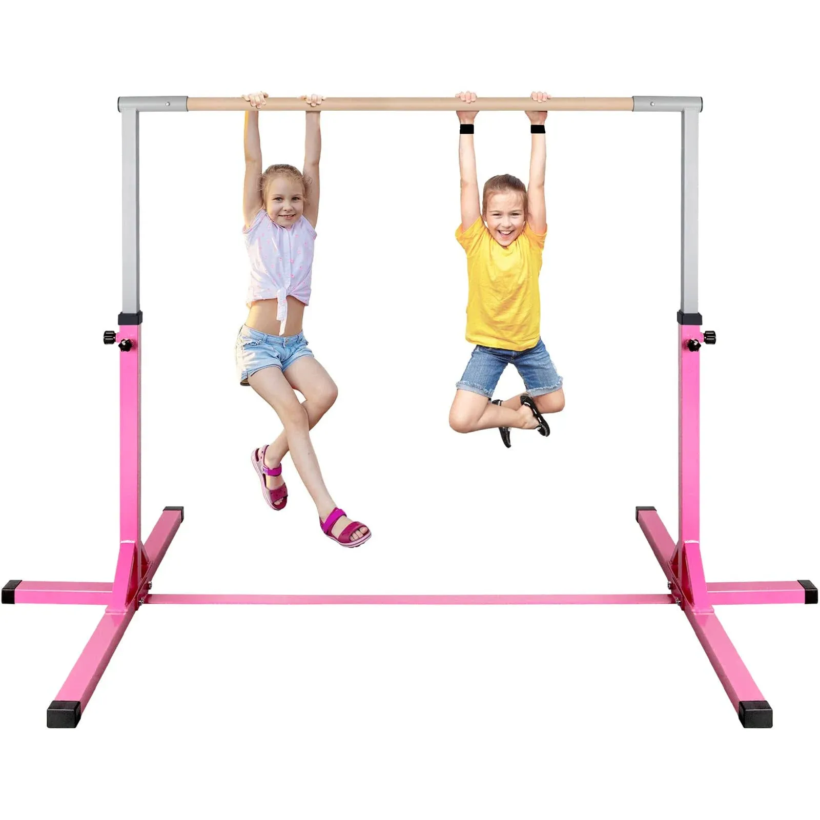 Expandable Gymnastic kip Bar Age 3-15, Adjustable Height 3'-5' Horizontal Bars,330 lbs Weight Capacity, Gym Equipment for Girls and Boys, Junior Home Training, Folding Monkey Bars for Kids