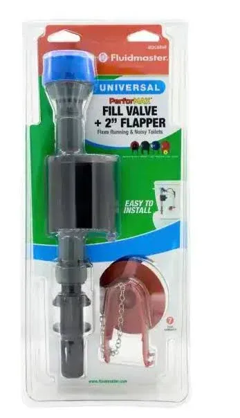 Performax Universal High Performance Toilet Fill Valve and 2 In. Flapper Repair 