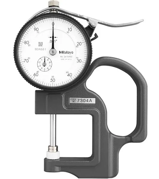 Mitutoyo 7304A Dial Thickness Gage, 0-1" Range, ±0.002 Accuracy, 0.001" Graduation, 2.0N or less Measuring Force