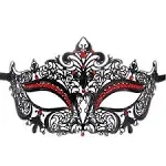 Seglorwy Womens Masquerade Mask Metal Rhinestone Venetian Halloween Christmas Evening Prom Ball Party Mask