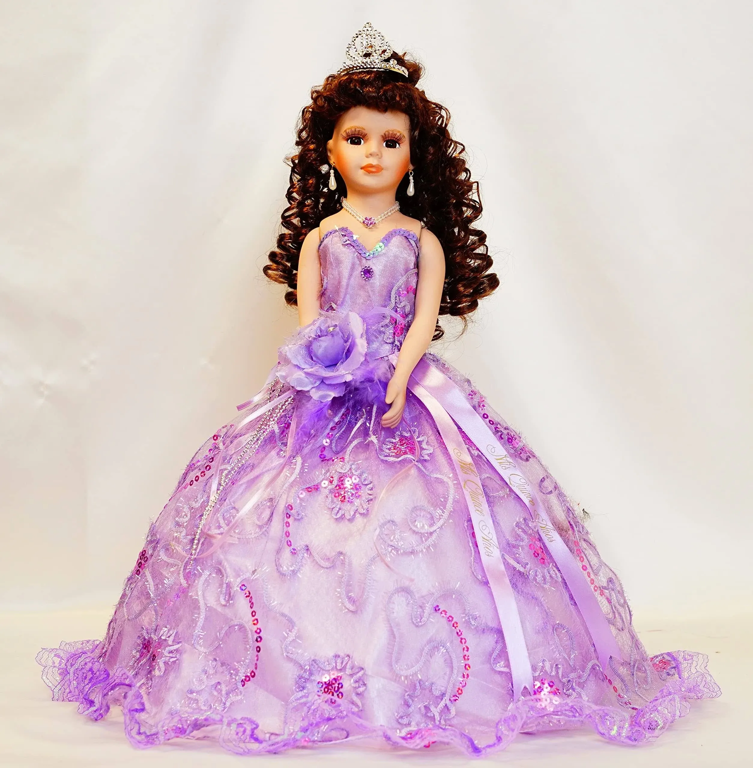 Kinnex Collections by Amanda 18 Porcelain Quinceanera Umbrella Doll Quince Anos ...