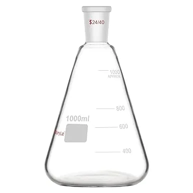 stonylab Glass 24/40 Erlenmeyer Flask, Borosilicate Glass Heavy Wall Flask with ...