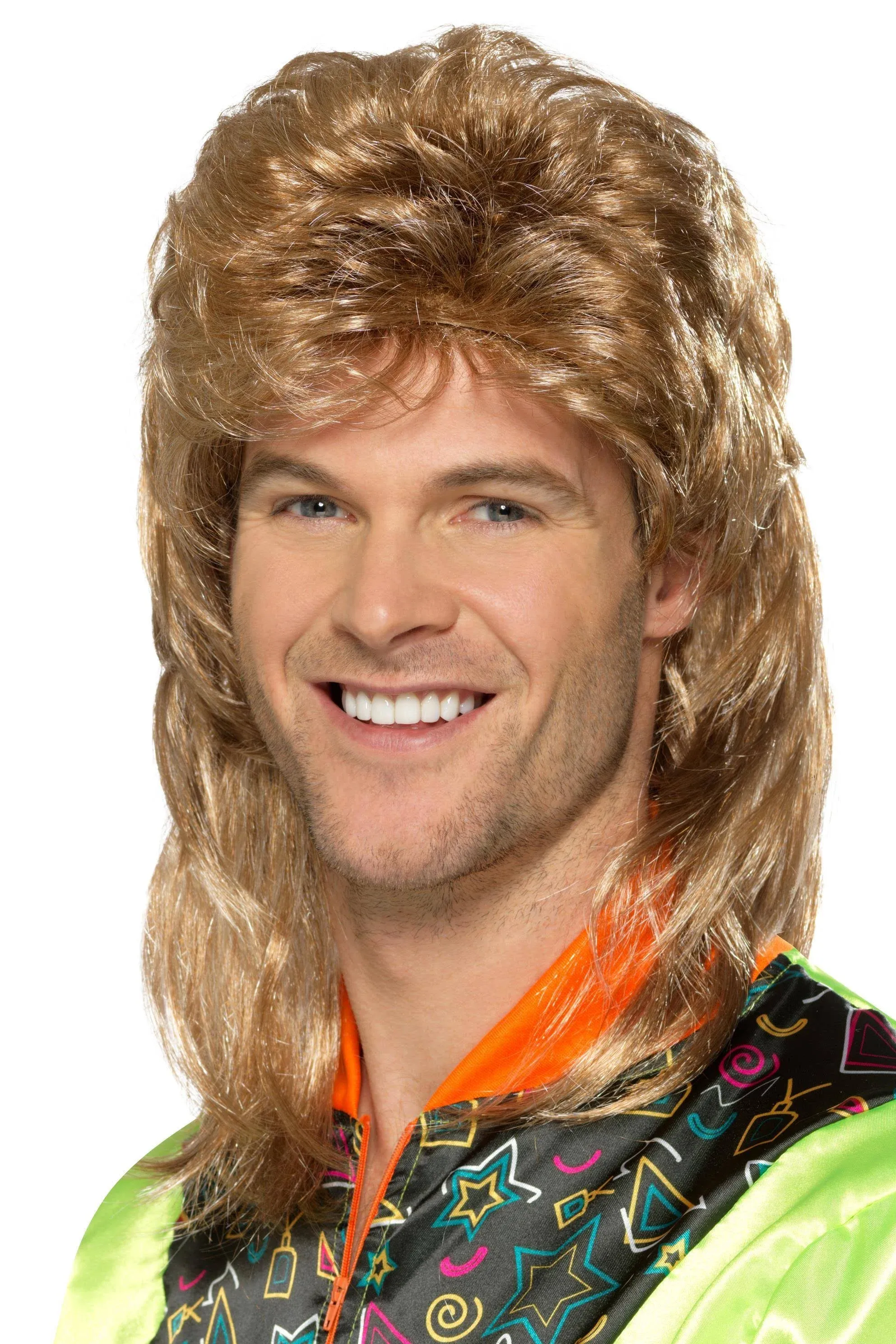 Smiffys mens Mullet Wig Brown/Blonde , One Size