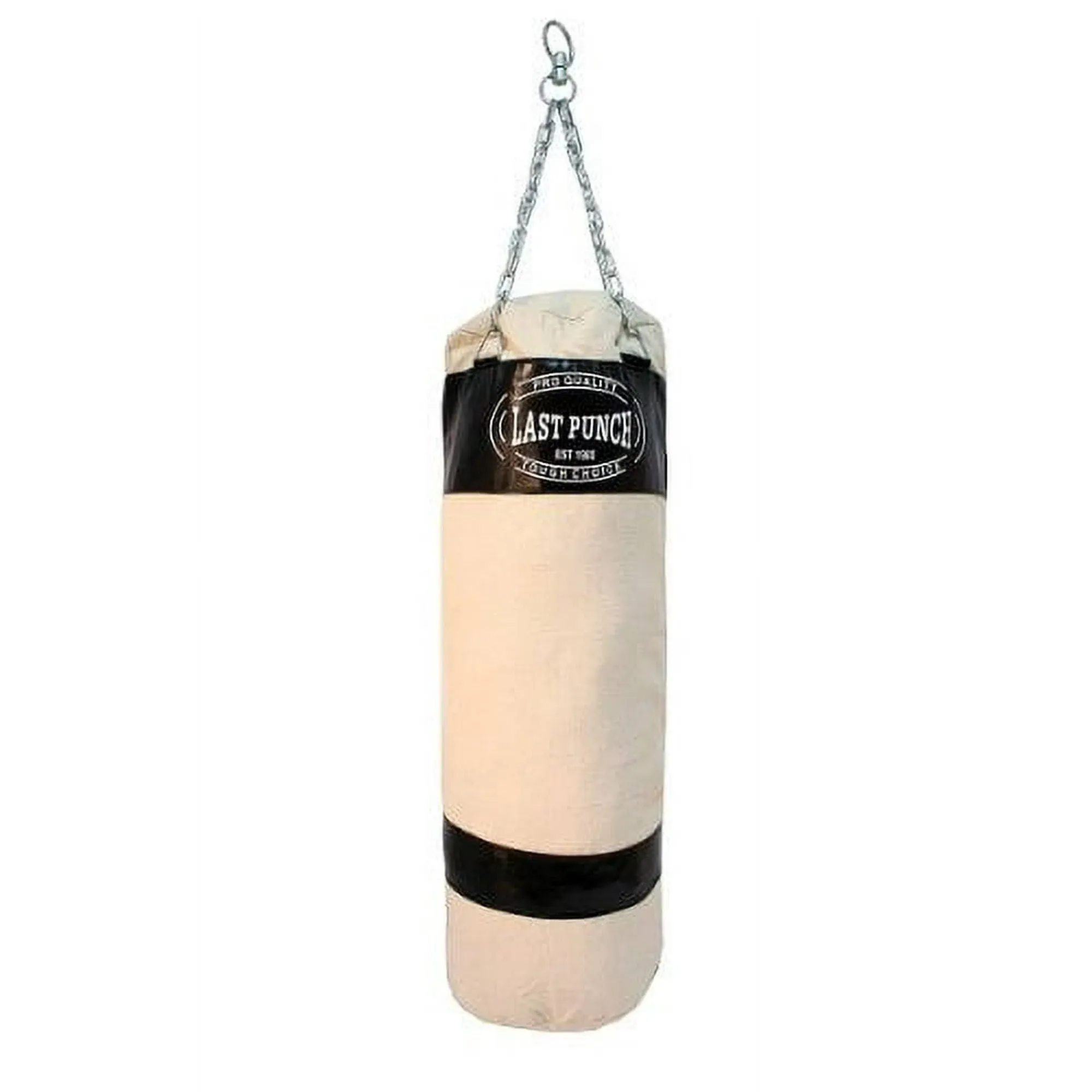 LAST PUNCH Pro Quality Heavy Duty Black Canvas Punching Bag with Chains