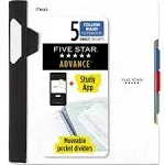 Five Star Spiral Notebook + Study App, 5 Subject, College Ruled Paper, Advance Notebook with Spiral Guard, Movable Tabbed Dividers and Expanding Pockets, 8-1/2" x 11", 200 Sheets, White (73154)