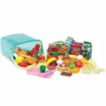 Battat- Play Circle- Play Food – Kitchen Toys – Grocery Store- Pretend Play- Pantry In A Bucket- 3 years + (79 Pcs)