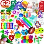 62 Pack Fidget Toys Set, Sensory Party Favors Gifts for Kids Adults Stress Relief Stocking Stuffers Pop It Autism Autistic Bulk Boys Girls Goodie Bags