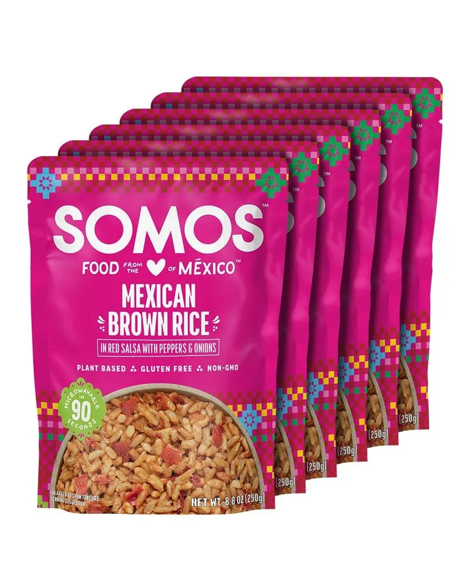 Somos Mexican Brown Rice - Gluten Free, Non-GMO, Vegan & Microwavable Meals Ready to Eat - Delicious, Healthy & Convenient - Perfect for Burrito