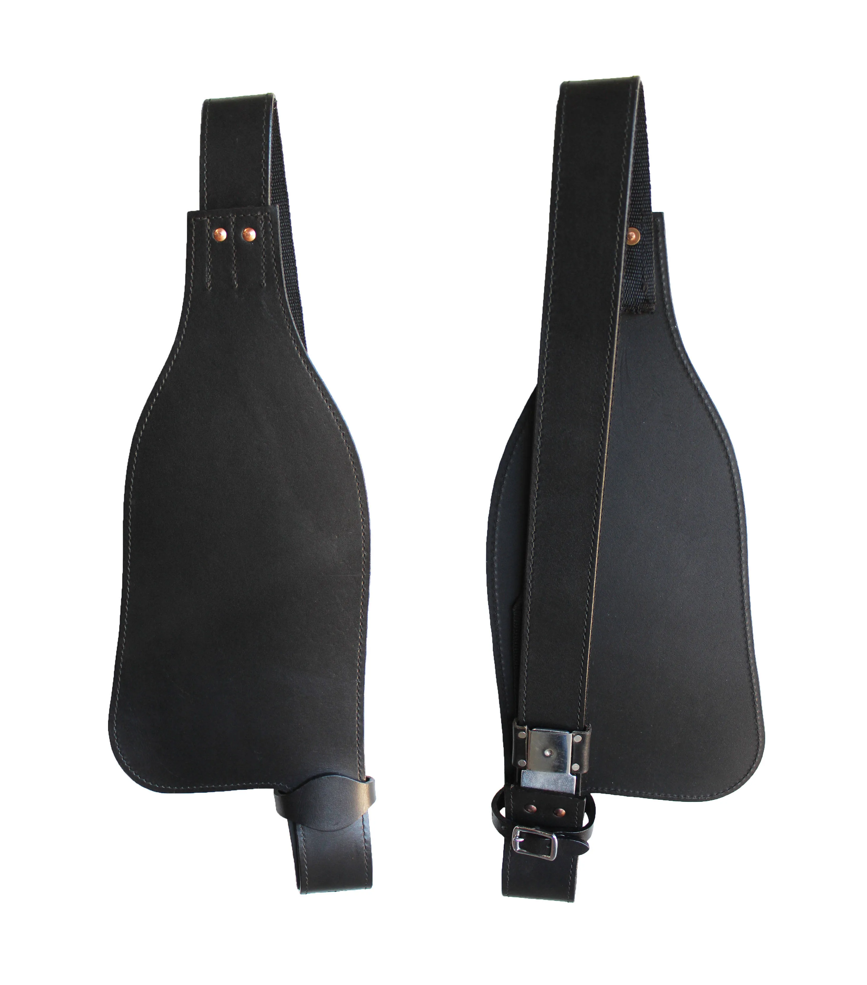 CHALLENGER Horse Western Black Leather Plain Replacement Saddle Fenders 5208BK