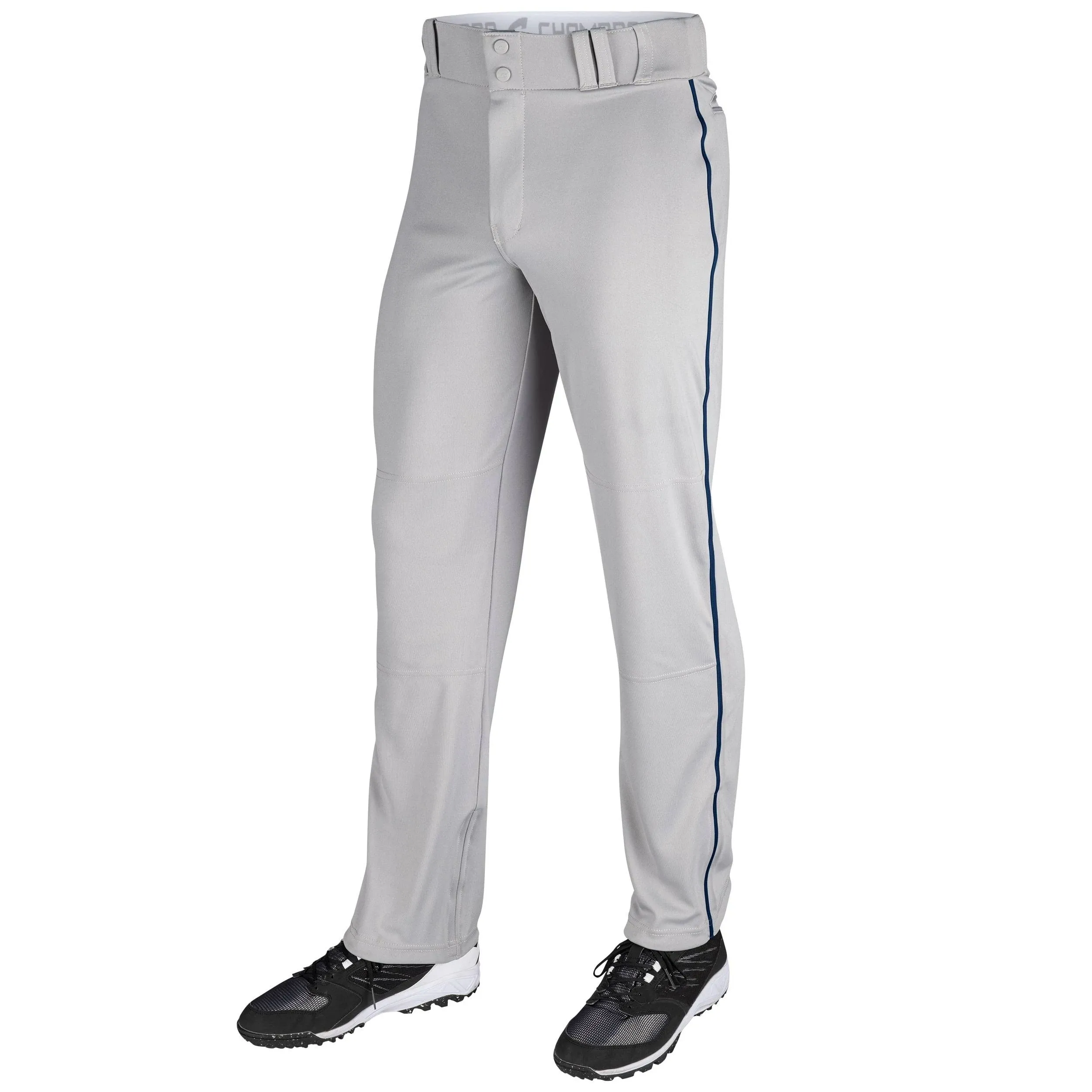 Champro Triple Crown Youth Open Bottom Pant with Piping, L / Grey/Navy