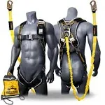 KwikSafety SCORPION ANSI Fall Protection Safety Harness w/ Attached 6ft Lanyard