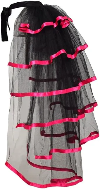 Victorian Steampunk Bustle Skirt 6 Layered Tie-on Belt Tulle Tutu Overskirt