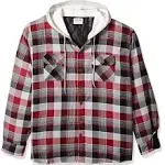 Wrangler Authentics Men&#x27;s Long Sleeve Quilted Lined Flannel Shirt Jacket, Hood S