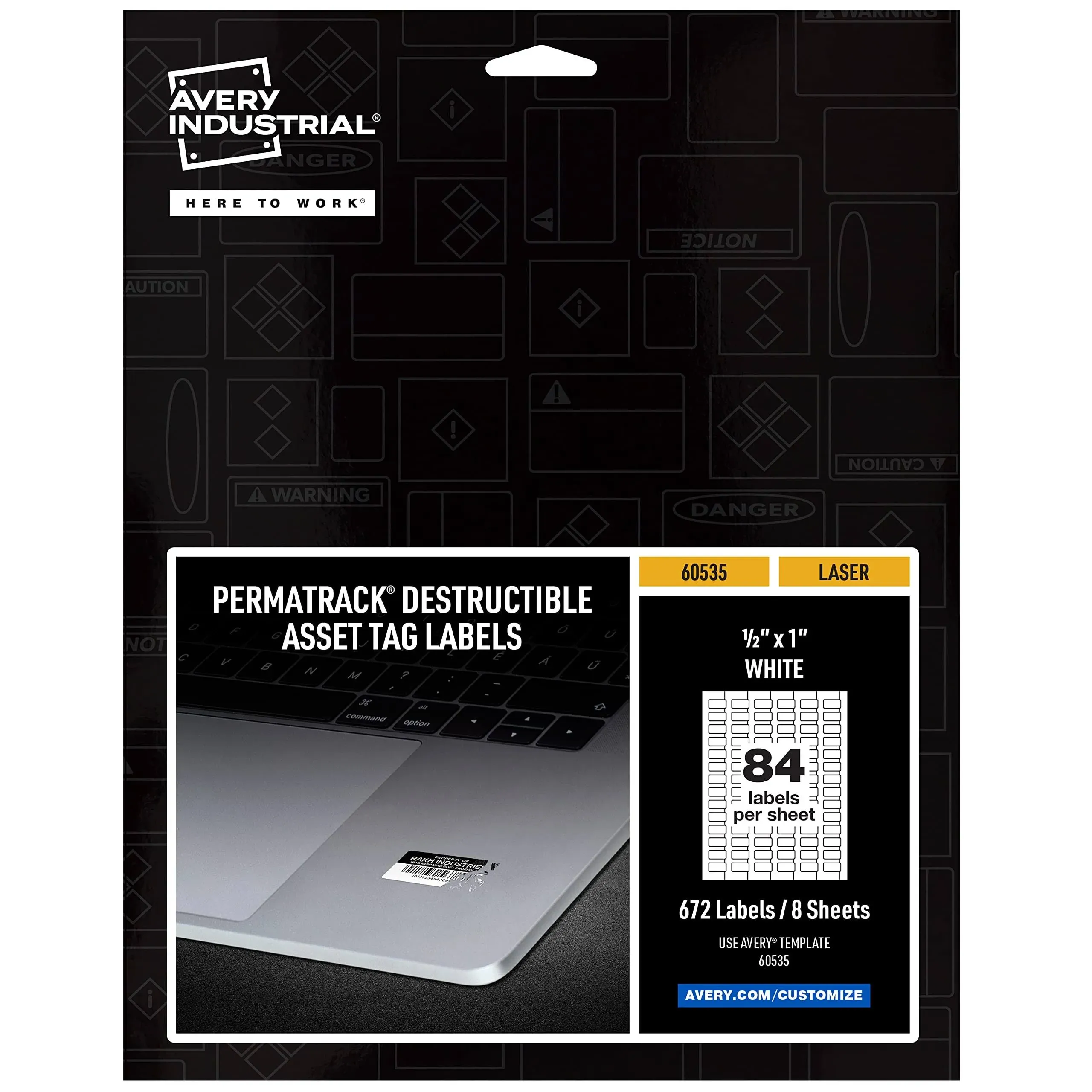 PermaTrack Destructible Asset Tag Labels, Laser Printers, 0.5 x 1, White, 84/Sheet, 8 Sheets/Pack