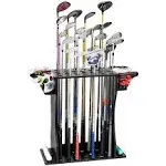 XCSOURCE Wooden Golf Club Holder, Golf Putter Stand Floor Display Rack, Golf Club Rack for 27 Clubs, Golf Balls, 8 Putter Covers Storage, Golf Club Organizer for Indoor Home Club Garage Simulator