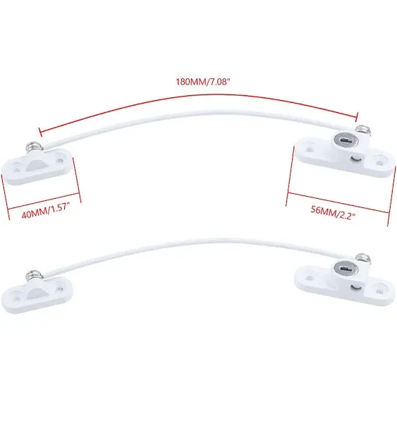 Coshar 2pcs Window Lock Cable Restrictor Fors and Doors with Key Device Window ...