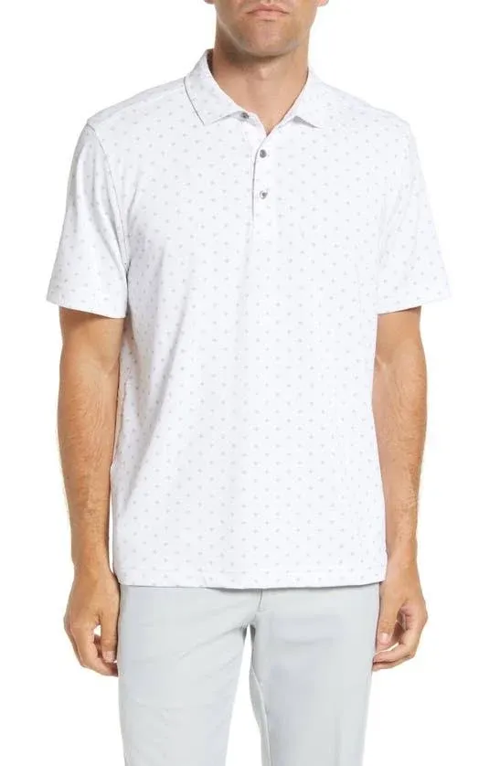 Cutter & Buck Virtue Eco Pique Tile Print Recycled Mens Big & Tall Polo - White - 2XB