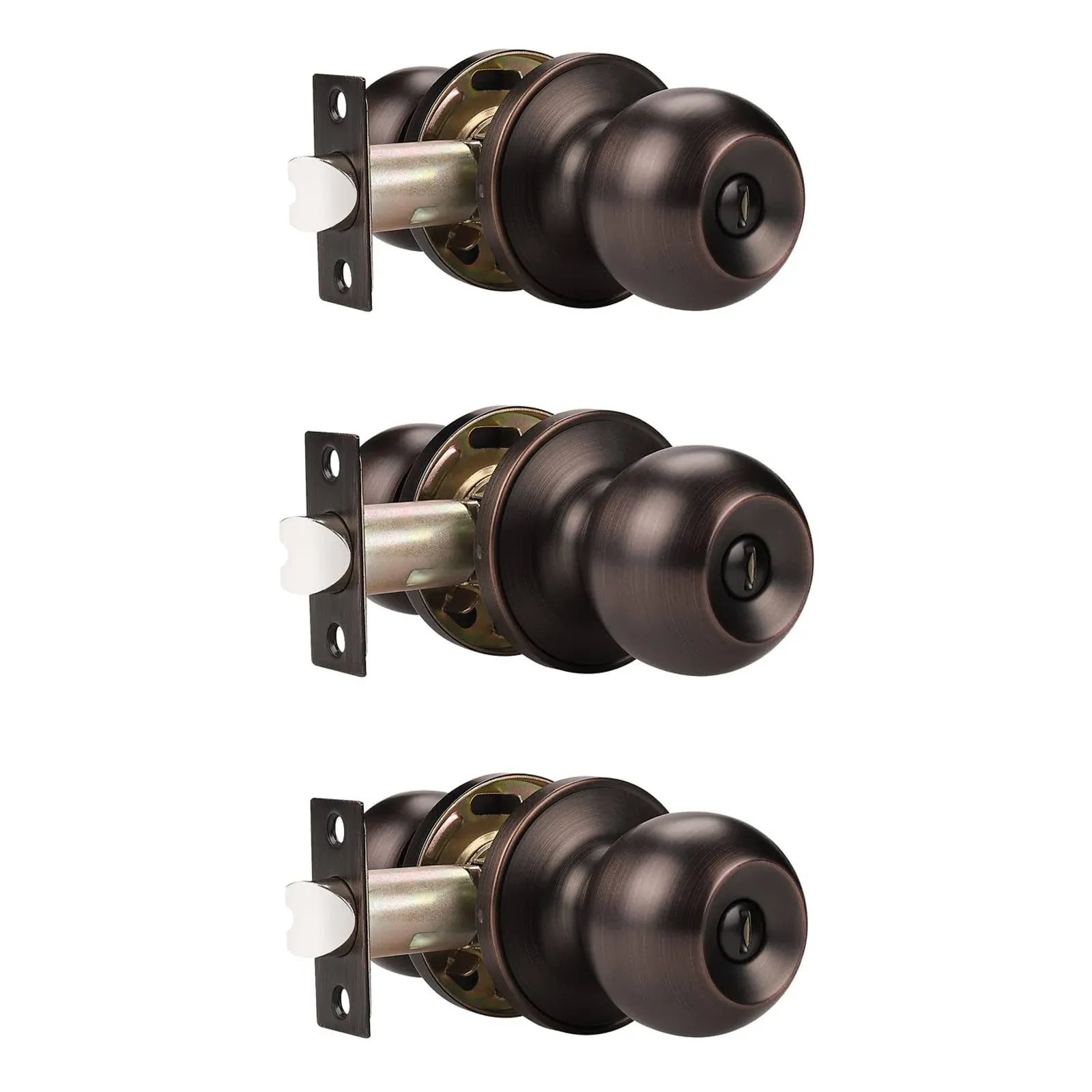 3 Pack Interior Bathroom Privacy Keyless Doorknobs Door Lock Lockset In Oil Rubb