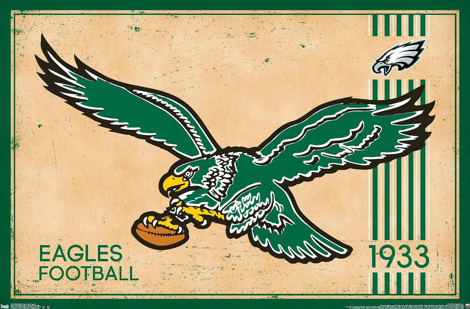 Trends International NFL Philadelphia Eagles - Retro Logo 14 Wall Poster, 14.725" x 22.375", Premium Unframed Version