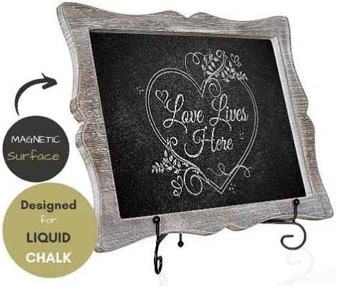 11"x13" Chalkboard Sign with Easel (Rustic Brown) + White Liquid Chalk Marker ...