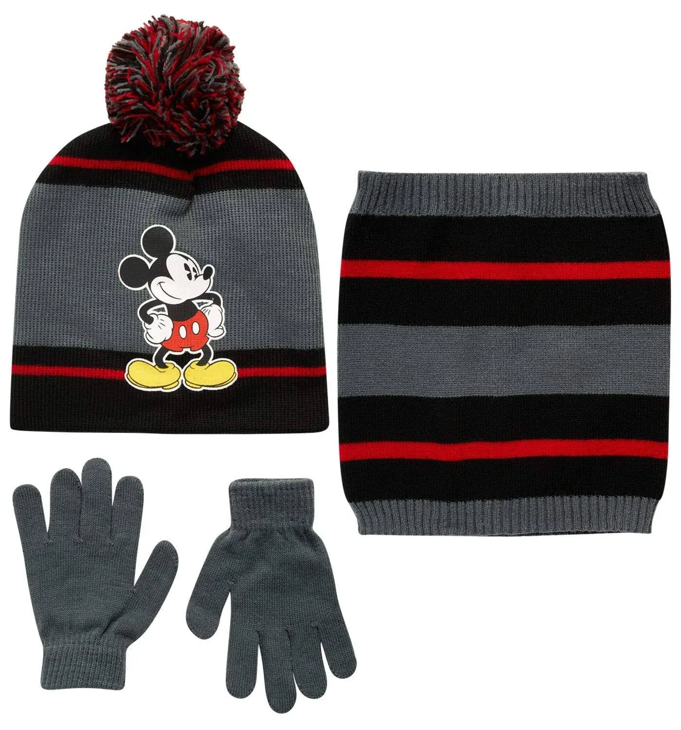 Disney Baby Boys' Mickey Mouse Cold Weather Set - Hat, Gloves or Mittens, Gaiter (2T-7)