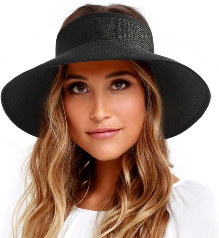 Women's Foldable Straw Sun Visor