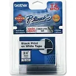 Brother TZE241 Lettering Tape, 3/4-Inch Size, Black/White