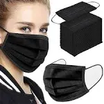 NNPCBT 500pcs 3 Ply Black Disposable Masks Filter Mask