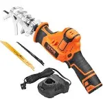 VEVOR Cordless Reciprocating Saw 0-2700RPM Variable Speed 0.8" Stroke Fast Cutting 12V 45 Mins Fast Wireless Charging Battery Powered with Branch