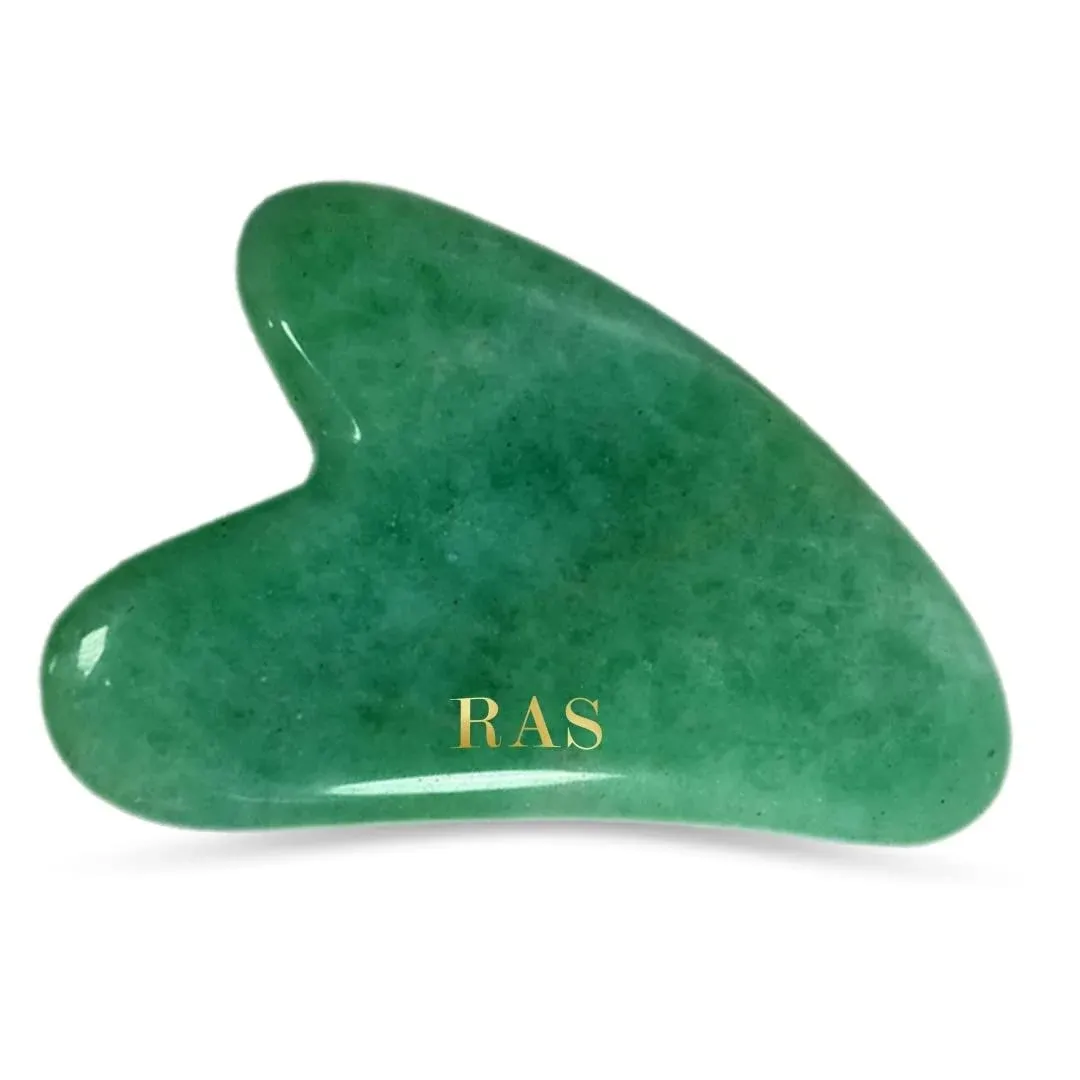 RAS LUXURY OILS Jade Gua Sha Face Lifting Massager, Facial Tool, Sculpt Jaw Cheek & Eyebrows, Relax Face Muscles, Reduces Puffiness & Wrinkles, Spa Acupuncture, Face Trigger Point Therapy