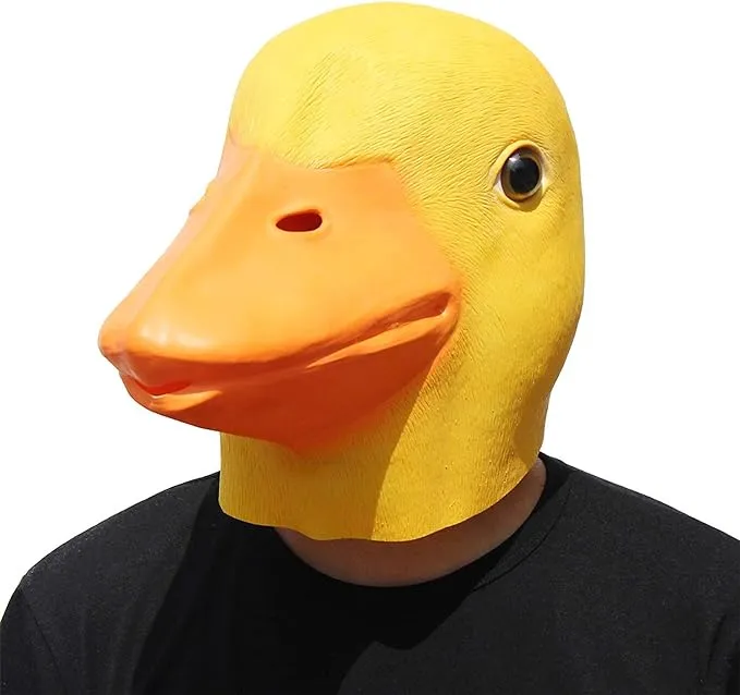 PartyHop - Yellow Duck Mask - Halloween Latex Animal Full Head Mask