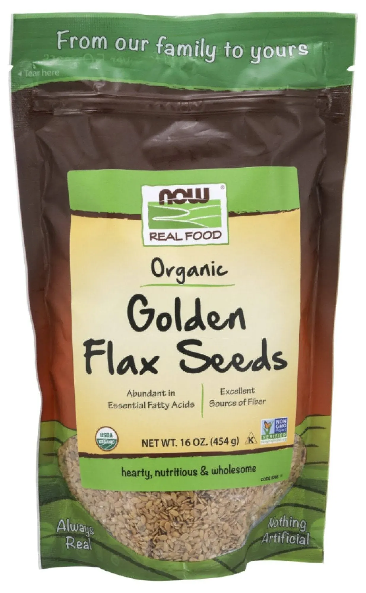 Now Foods Organic Golden Flax Seeds 1 lbs Seed