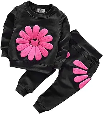 Avidqueen Toddler Baby Girls Sunflower Clothes Set Long Sleeve Top and Pants 2pcs ...