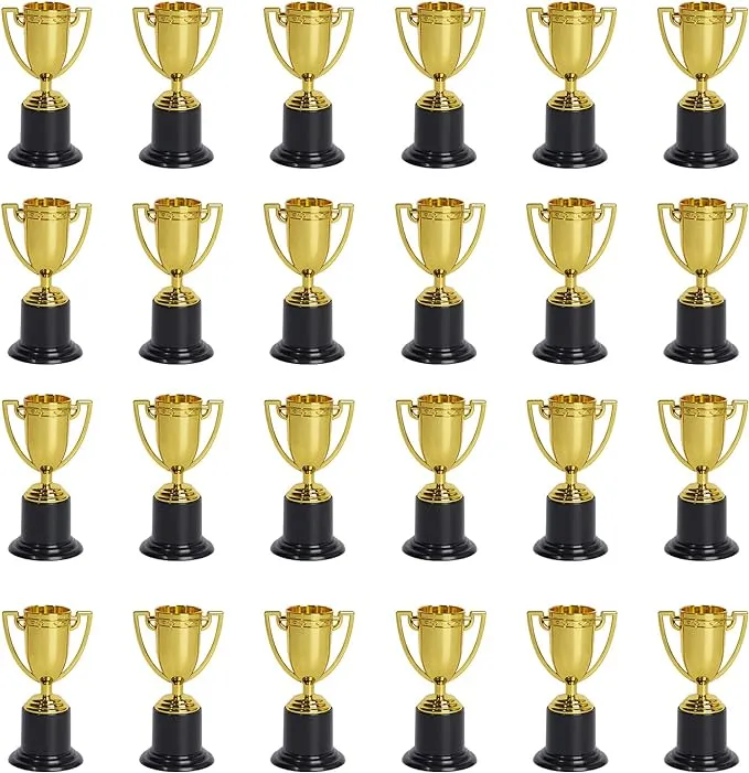 24 Pack Mini Gold Award Trophies for Sports Tournaments Competitions Rewards