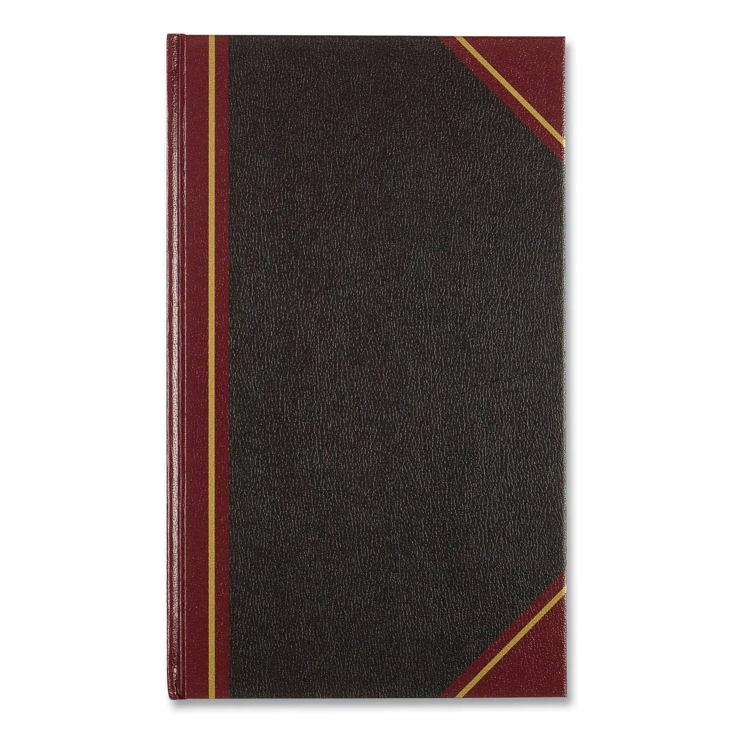 National 57131 Texthide 14 1/4" x 8 3/4" Black / Burgundy Record Book - 300 Pages