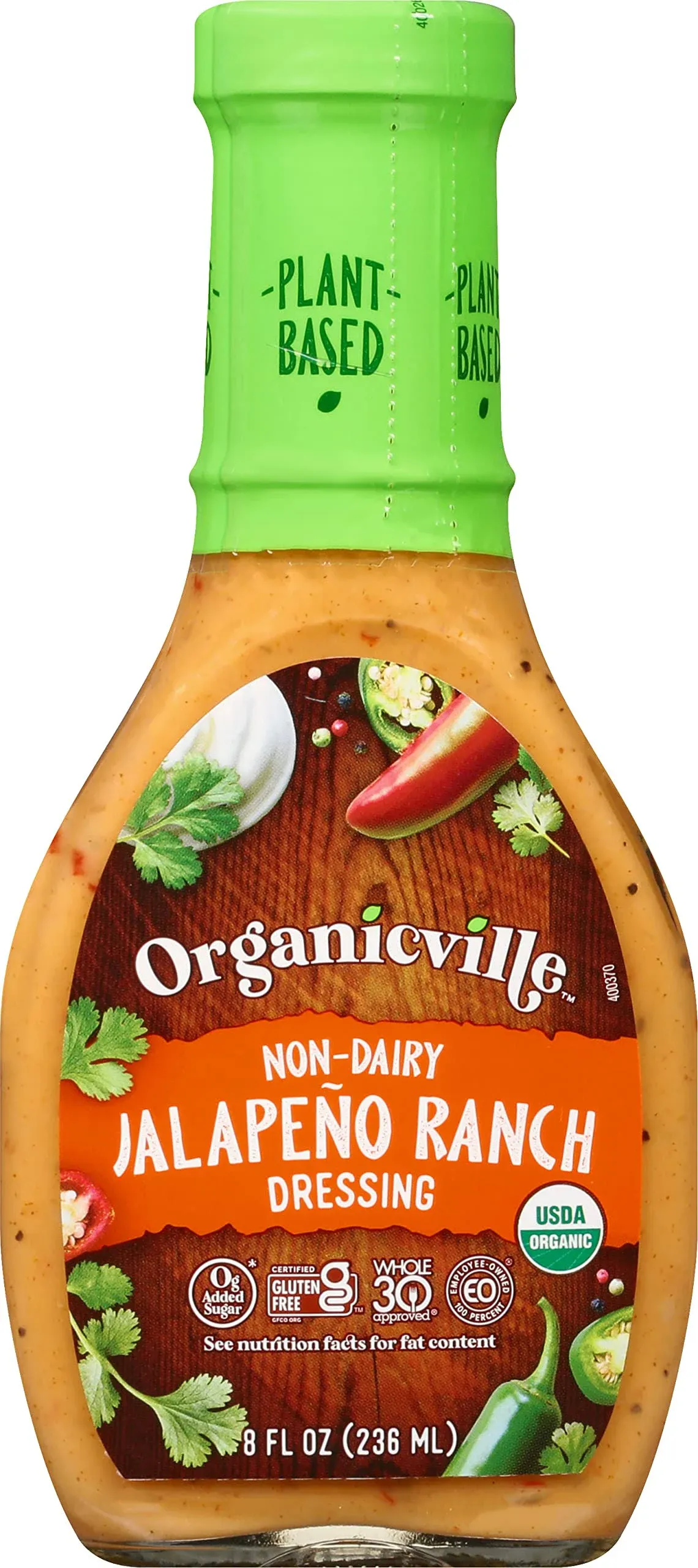 ORGANICVILLE Organic Plant Based Jalapeno Ranch Dressing, 8 FZ