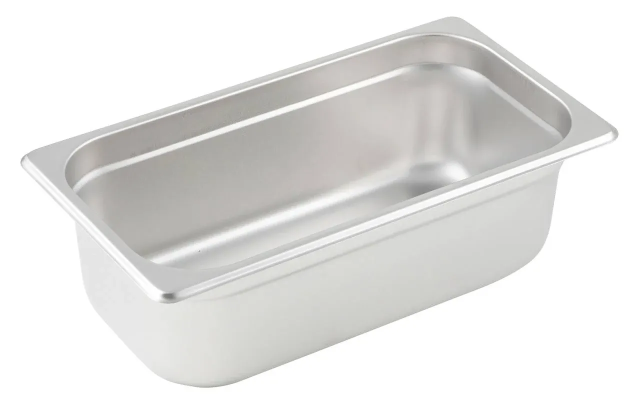 Winco SPJM-304 Steam Table Pan, 4" Deep, Stainless Steel