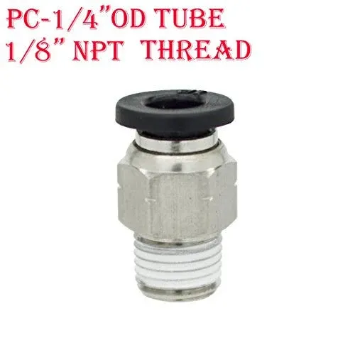 1/4 Air Line Fittings 1/4 Odx1/8 Npt Male Straight Push To Connect Fittings Air Line Union Pneumatic Fittings Nylon & Nickel-plated Brass Male Push Air Fitting (10 Pack)